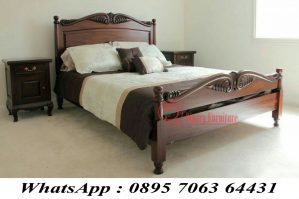 Set Kamar Tidur Ukiran Ulir Warna Salak Brown Gloss