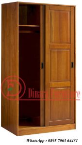 Lemari Pakaian 2 Pintu Geser Solid Jati