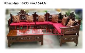 Set Kursi Tamu Sudut Ukiran Busa Bludru