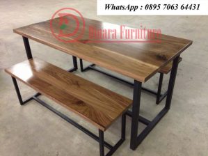 Set Meja Makan Kayu Rangka Besi
