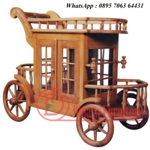 Troli Makanan Kereta Dorong Kayu Jati