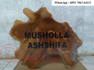 Papan Nama Gantung Kayu Log