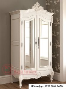 Lemari 2 Pintu Putih Duco Klasik Modern