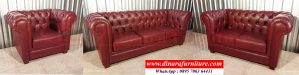 Sofa Minimalis Kulit Oscar Merah Maroon